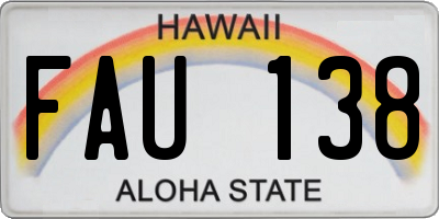 HI license plate FAU138