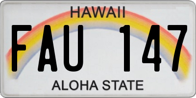 HI license plate FAU147