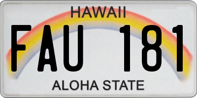 HI license plate FAU181