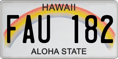 HI license plate FAU182
