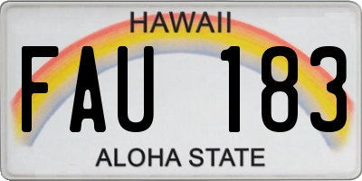 HI license plate FAU183