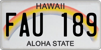 HI license plate FAU189