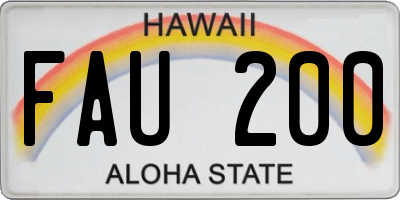 HI license plate FAU200