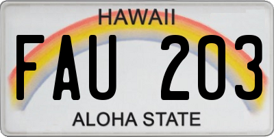 HI license plate FAU203