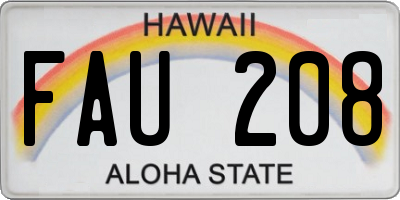 HI license plate FAU208