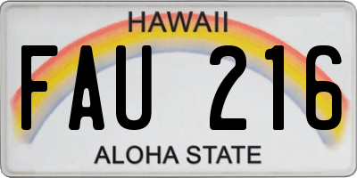 HI license plate FAU216