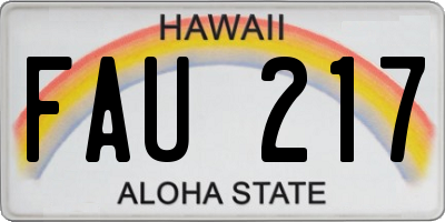 HI license plate FAU217