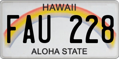 HI license plate FAU228