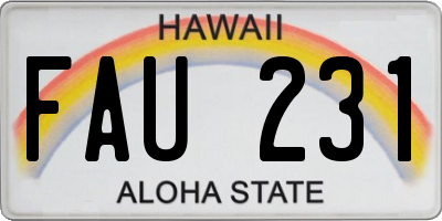 HI license plate FAU231