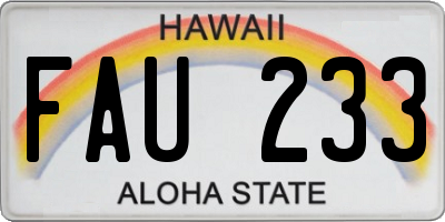 HI license plate FAU233