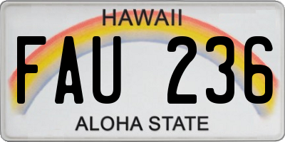 HI license plate FAU236