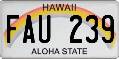 HI license plate FAU239