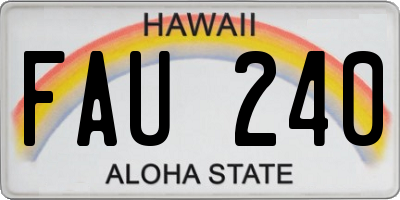 HI license plate FAU240