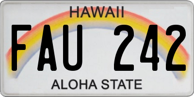 HI license plate FAU242