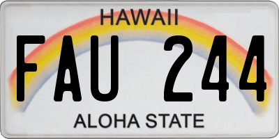HI license plate FAU244
