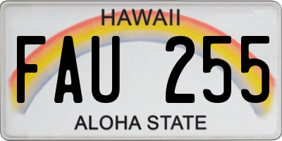 HI license plate FAU255
