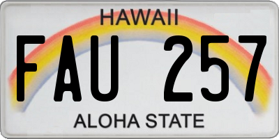 HI license plate FAU257
