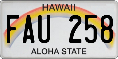 HI license plate FAU258