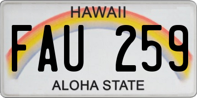 HI license plate FAU259