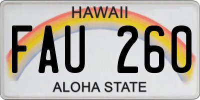 HI license plate FAU260