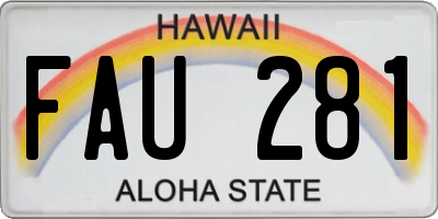 HI license plate FAU281