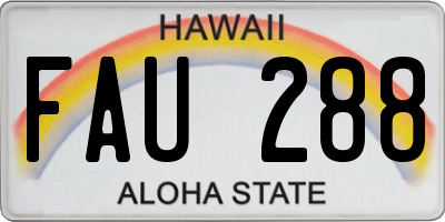 HI license plate FAU288