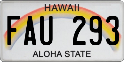 HI license plate FAU293