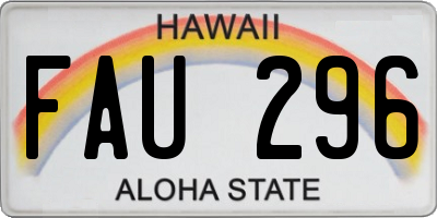 HI license plate FAU296
