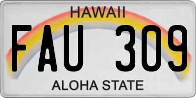 HI license plate FAU309