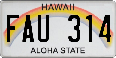 HI license plate FAU314