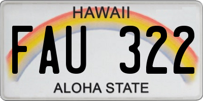 HI license plate FAU322