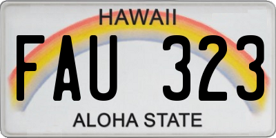 HI license plate FAU323