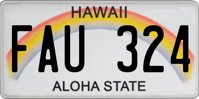 HI license plate FAU324