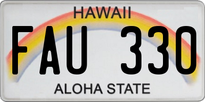 HI license plate FAU330
