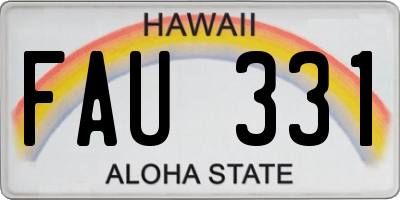 HI license plate FAU331