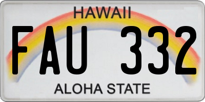 HI license plate FAU332