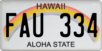 HI license plate FAU334