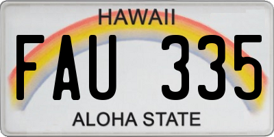 HI license plate FAU335