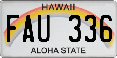 HI license plate FAU336