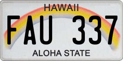 HI license plate FAU337