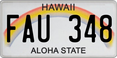 HI license plate FAU348