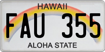 HI license plate FAU355