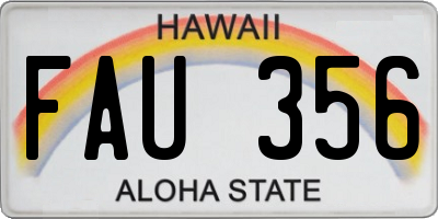HI license plate FAU356
