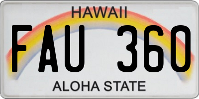 HI license plate FAU360