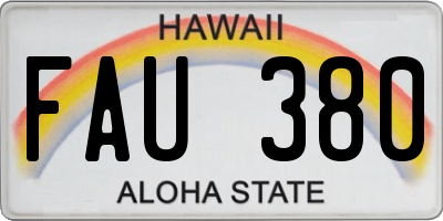 HI license plate FAU380