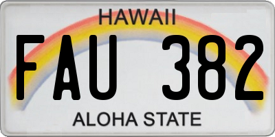 HI license plate FAU382