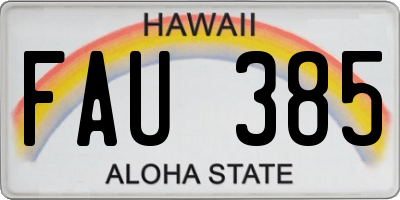 HI license plate FAU385