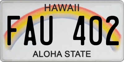 HI license plate FAU402