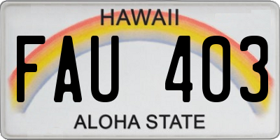 HI license plate FAU403