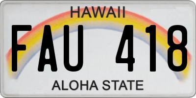 HI license plate FAU418